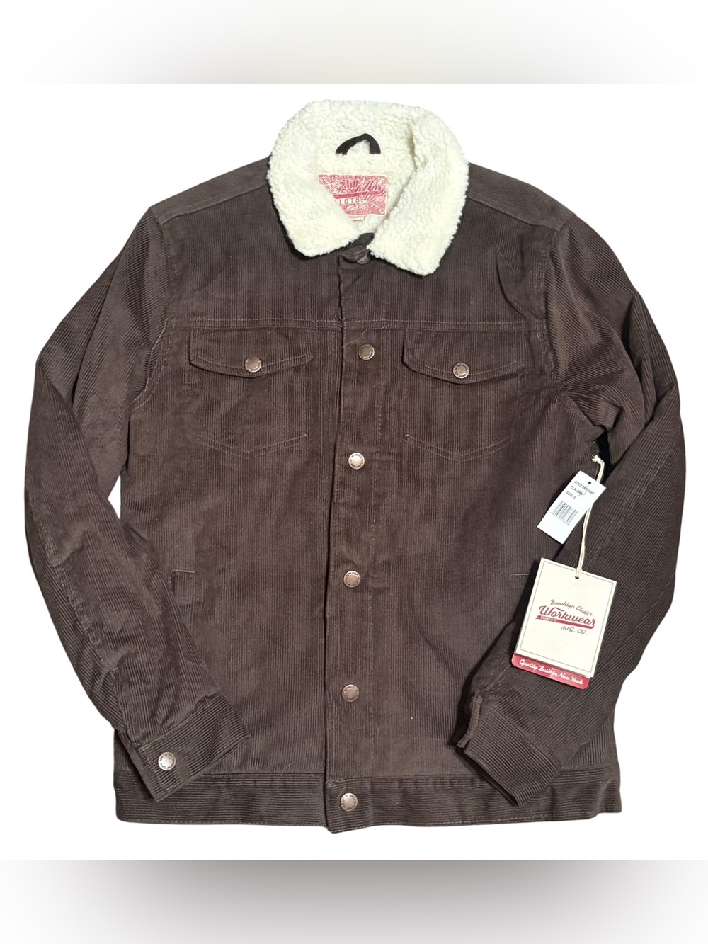 Brooklyn Cloth Sherpa Corduroy Trucker Jacket Brown S NWT Workwear